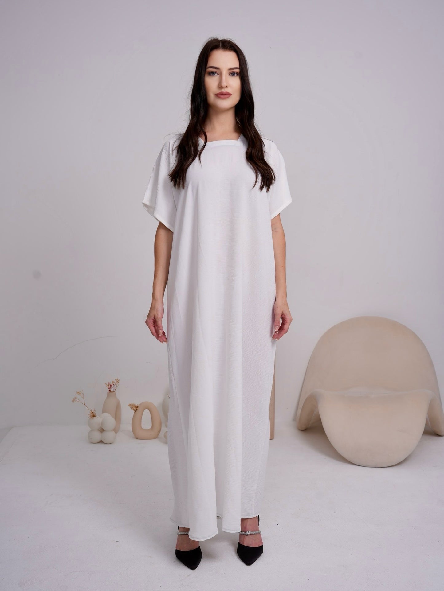 Under abaya dress white